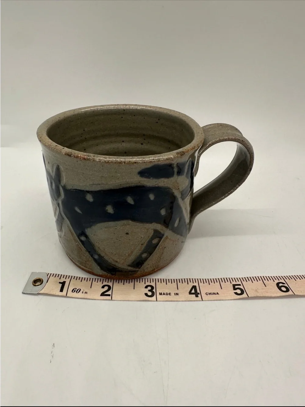 Handcrafted Stoneware Blue Speckled Cat Pottery Coffee Mug Unique